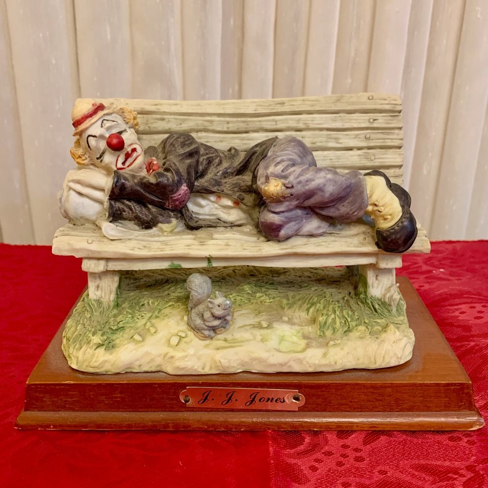 J.J. Jones - Clown Laying on a Bench - Sculpture
